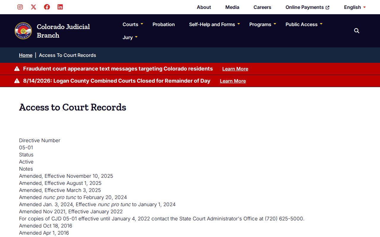 Kit Carson County case search access rules resource