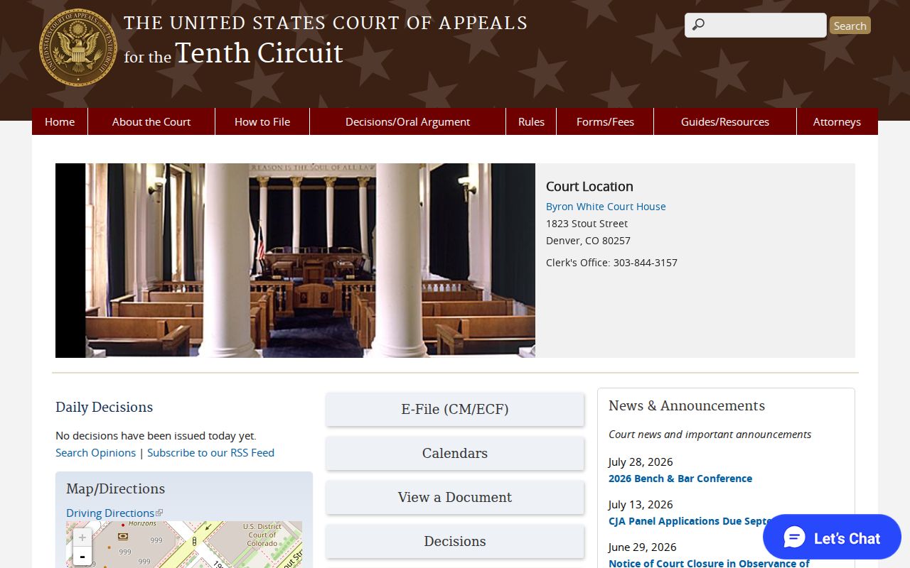 Tenth Circuit federal appellate court docket resource for Kit Carson County cases