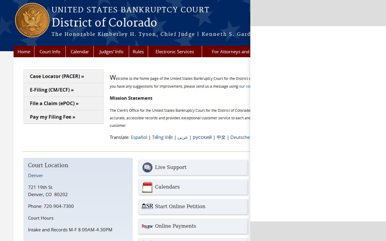 Seibert court docket comparison with Colorado bankruptcy court