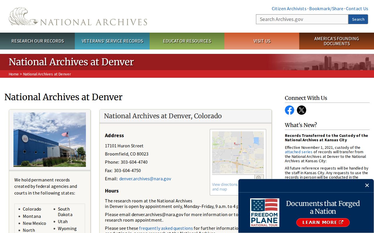 Stratton court docket archival route at National Archives at Denver